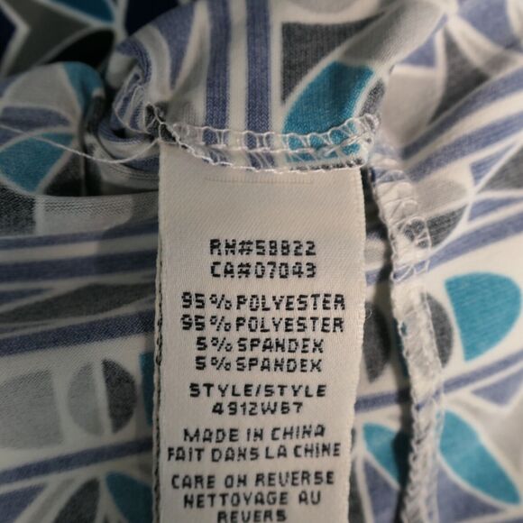 Max Studio Sheath Dress Womens Medium Blue Geometric Stretch Retro Circles Boho - Picture 11 of 12